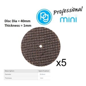 VERM5050#1.jpg. MINI Cutt Off Discs 40 x 1mm Reinforced 5 Piece