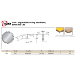 DIM95600303#1.jpg. DIMAR Sawblade 120 X 20 X 12x12, Split Scoring Blade 20mm Bor