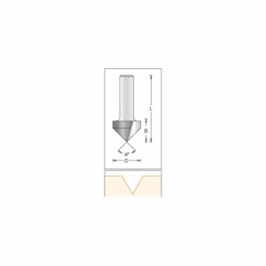 DIM1050134#1.png. BETOP V - Grooving, 16.0 x 13.0mm x 90 Deg - 1/4" Shank