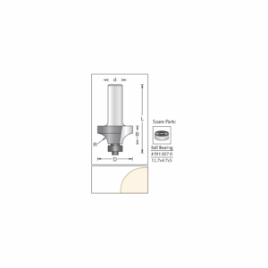 DIM1090194#1.png. BETOP Round - Over, 38.1 x 19.0 x 12.7 R - 1/4" Shank