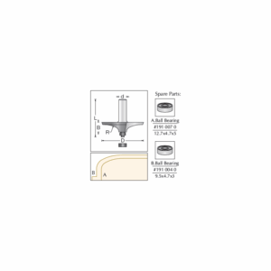 DIM1092288#1.png. BETOP Raised Panel Thumnail Bit, 69.2 x 16mm x 43 R - 1/2" Shank