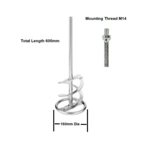 ZZZMACPTEV1600041#2.jpg. Stirring Mixing ROD, M14 - Fine Pitch, R/H, 160 X 600mm - 80Kg