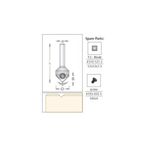 DIME1053504#1.jpg. BETOP V - Grooving, 12.7 x 16.0mm x 90 Deg - Replaceable Blades - 1/4" Shank