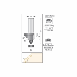 DIM1360024#1.png. BETOP Double Rounding Over Bits, 28.6 x 13.0mm x 4.0 R - 1/4" Shank