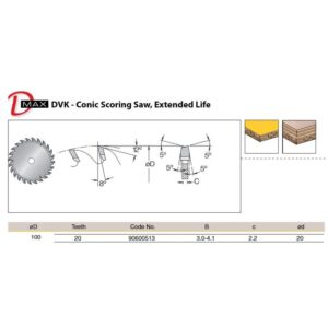 DIM95600513#1.jpg. DIMAR Sawblade 100 X 20 - 3.0 To 4.1mm, Single Scoring Blade 20 Bor