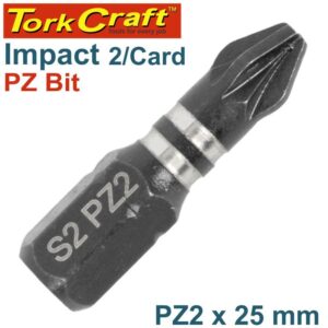 VERTCIPZ0225C#1.jpg. Pozi, Screwdriver Bit, 02-25mm, IMPACT PROOF Pack of 2(TORK CRAFT)