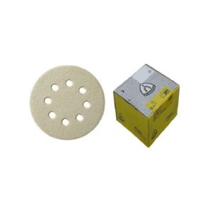 VELDIS125X080BOX100#1.jpg. Velcro Discs, 125mm, 8 Hole 080 # - PS33 - White - Box - 100
