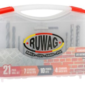 RUWRPCS21PSTD - PTR. Drill Bit - SET - Metal, Masonary & Wood 21 Piece, RUWAG