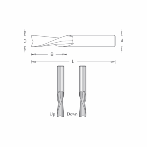 DIM1734265#1.png. DIMAR Straight, 08.00 x 25.00 Spiral UC - 2 Flute - 8mm Shank