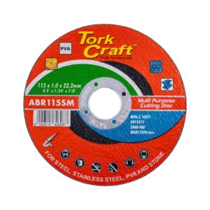 ABR115SM #3. Tork Craft | Cutting Disc Multi Purpose 115X1.0X22.2mm for Steel S/S PVA Stone
