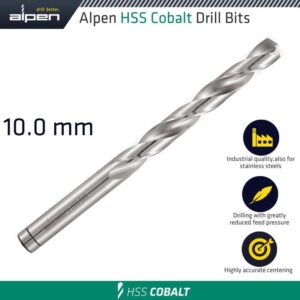 ALP6130100#1.jpg. Drill Bit Industrial, 10.0mm Quality Fully Ground COBALT- STAINLESS